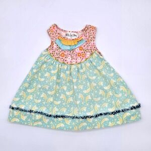 Matilda Jane Toddler Girls Dress Fish Floral Pattern Ruffle Size 18 Months
